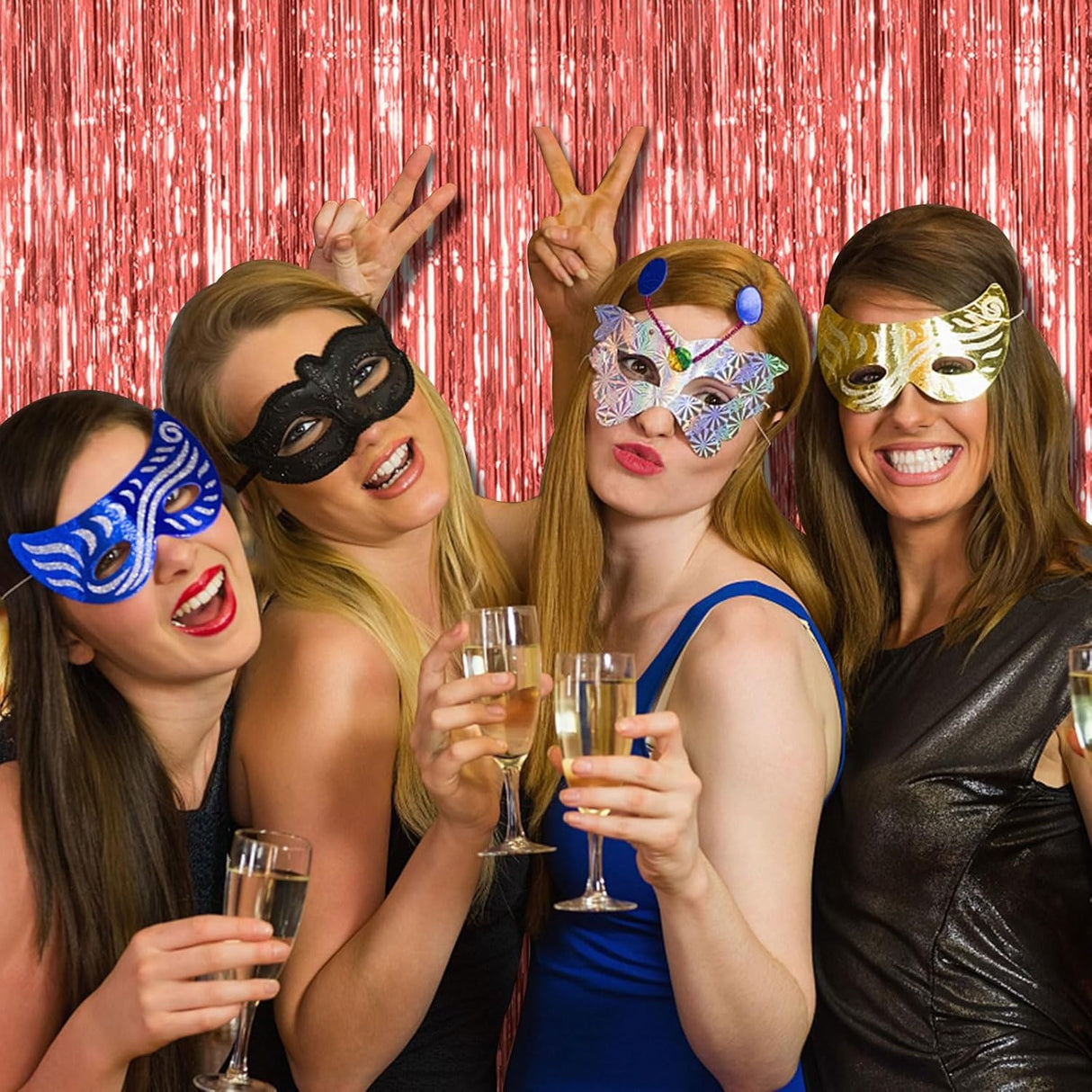 Perdea Franjurata, Vivimall, Model Decor Petrecere, pentru Fundal de Poze, Amenajare Colorata a Petrecerii, Dimensiune 100x200 cm, Rose Gold