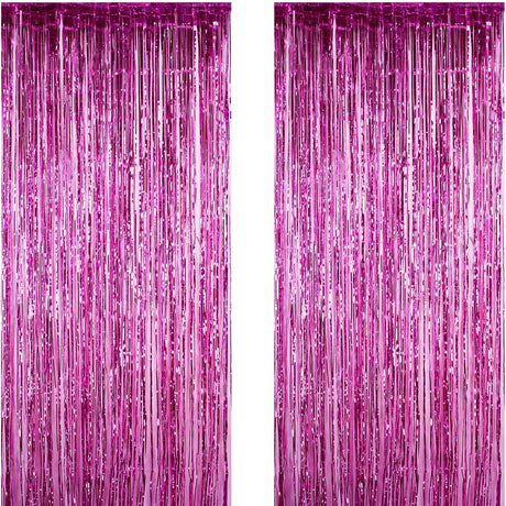 Perdea Franjurata, Vivimall, Model Decor Petrecere, pentru Fundal de Poze, Amenajare Colorata a Petrecerii, Dimensiune 100x200 cm, Roz Inchis