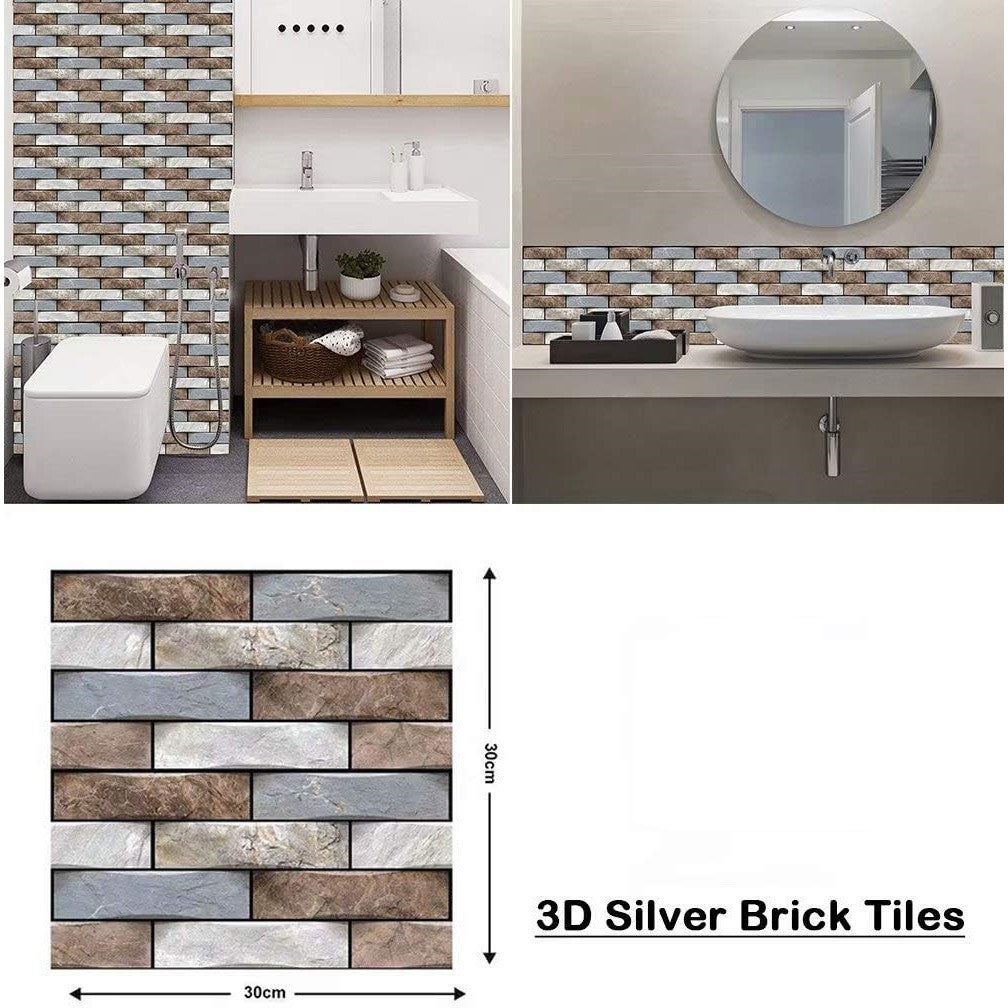 10 X Placi Tapet Autocolant 3D Cu Imitatie De Marmura, Pentru Perete Bucatarie Sufragerie, Usor De Curatat, Rezistent La Apa, Autoadeziv, Gri Bej, Resigilat - vivimall.ro