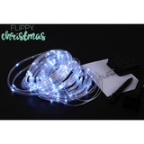 Instalatie luminoasa de Craciun tip furtun luminos, 100 LED-uri, 12 metri lungime, 8 programe, 2 metri prelungitor, sarma din cupru, incarcare solara, alb rece, Vivimall - vivimall.ro