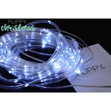 Instalatie luminoasa de Craciun tip furtun luminos, 100 LED-uri, 12 metri lungime, 8 programe, 2 metri prelungitor, sarma din cupru, incarcare solara, alb rece, Vivimall - vivimall.ro