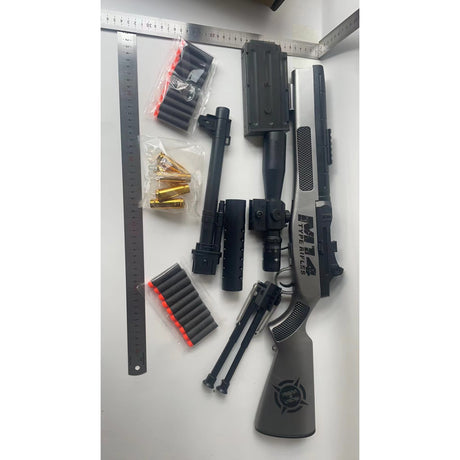 Pusca De Jucarie M14 Ultrarealista, Manuala, Cu Luneta, 20 De Proiectile Din Spuma Moale, 5 Cartuse, 100 Cm, 8 Ani+ - vivimall.ro