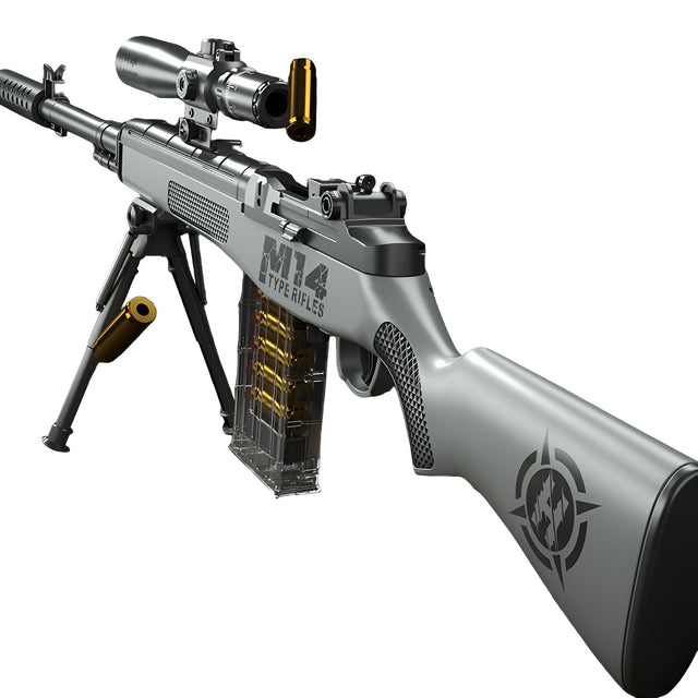 Pusca De Jucarie M14 Ultrarealista, Manuala, Cu Luneta, 20 De Proiectile Din Spuma Moale, 5 Cartuse, 100 Cm, 8 Ani+ - vivimall.ro
