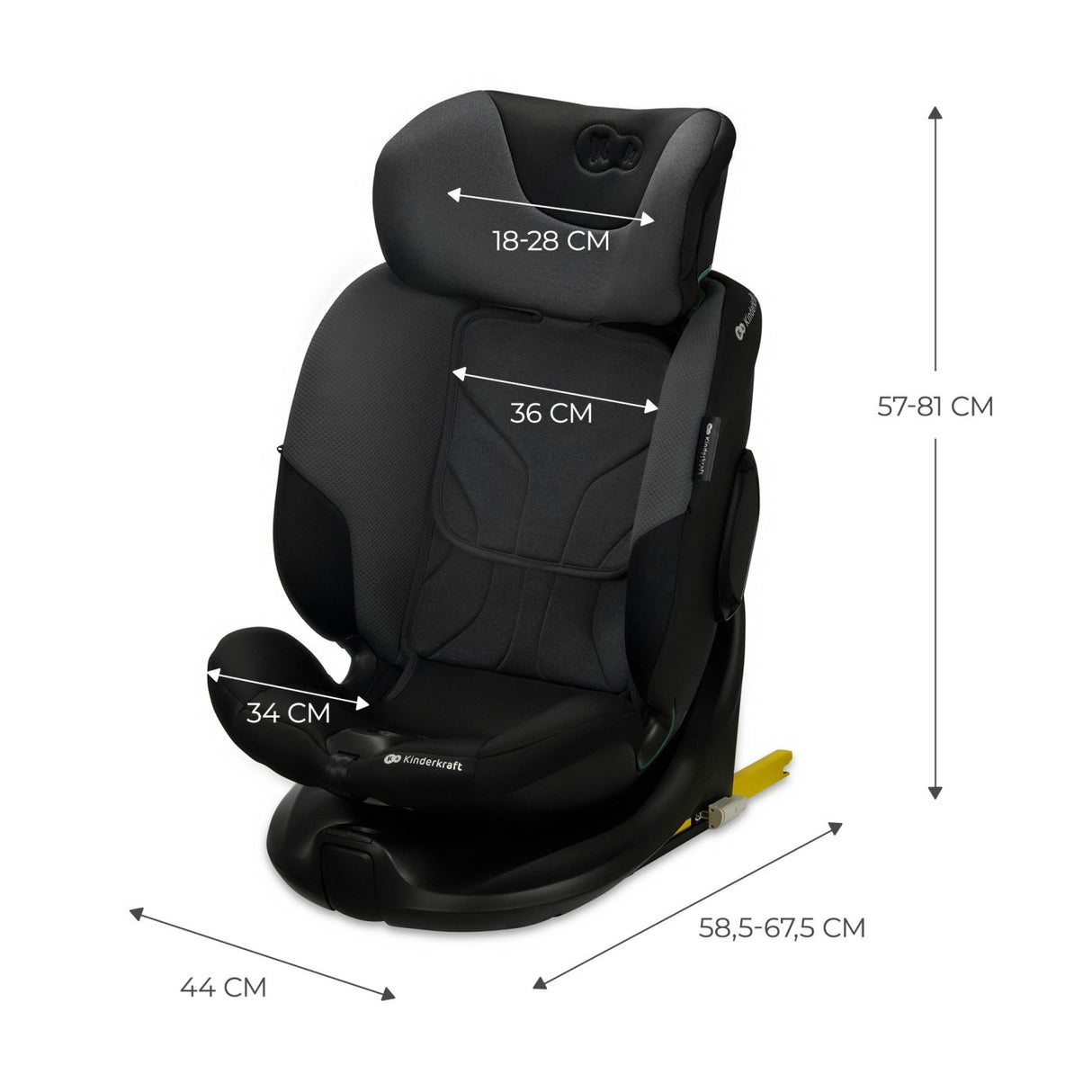 SCAUN AUTO KINDERKRAFT I-FIX, I-SIZE 40-150 CM, GRAPHITE BLACK