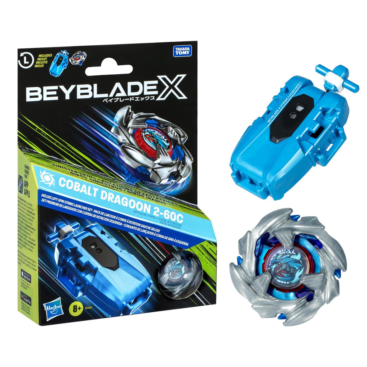 BEYBLADE X LET IT RIP SET LANSATOR SI ROATA COBALT DRAGOON 2-60C