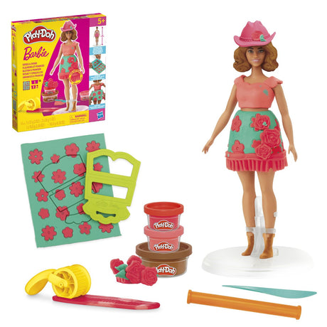 PLAY DOH BARBIE SET CREATII VESTIMENTARE CU FLORI SI FRANJURI COWBOY