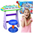 INSTRUMENT MUZICAL PIANINA ELECTRONICA MALPLAY CU SCAUN SI MICROFON 45 CM INALTIME ALBASTRU