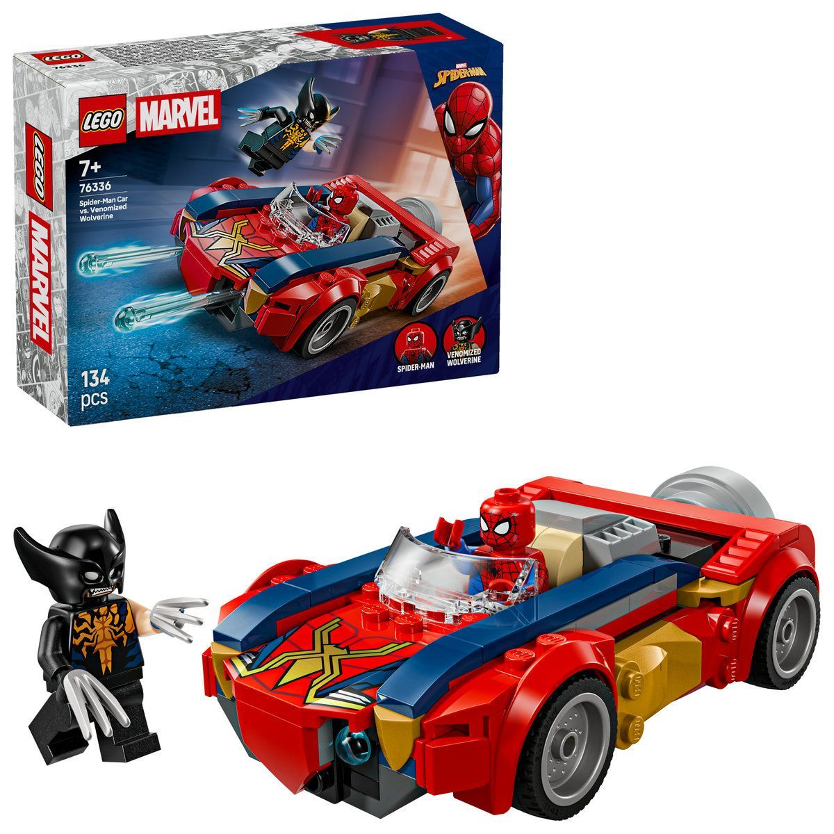 LEGO MARVEL OMUL PAIANJEN IN MASINA VS WOLVERINE VENOMIZAT 76336