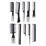 Set piepteni profesionali pentru coafat, Flippy, 10 bucati, PP + Otel inoxidabil, 18,5–22 cm, Rezistenti la caldura, Negru - vivimall.ro