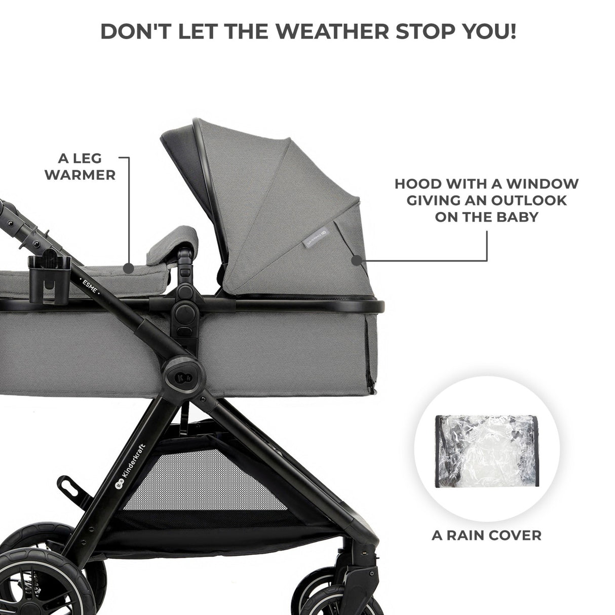 CARUCIOR KINDERKRAFT ESME, 3 IN 1, MOONLIGHT GREY