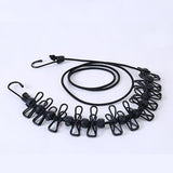 Sfoara Pentru Uscarea Hainelor, Portabila, 12 Clips-Uri Incluse, 180 Cm, Pp Cablu De Otel, Negru - vivimall.ro
