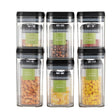 Cutii De Depozitare Alimente, Set Din 12 Cutii De Tip Container, Recipiente Pentru Cereale In Bucatarie, Transparente Cu Capac Negru - vivimall.ro