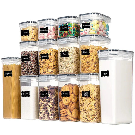 Set 14 cutii depozitare alimente transparente | StorePro - vivimall.ro