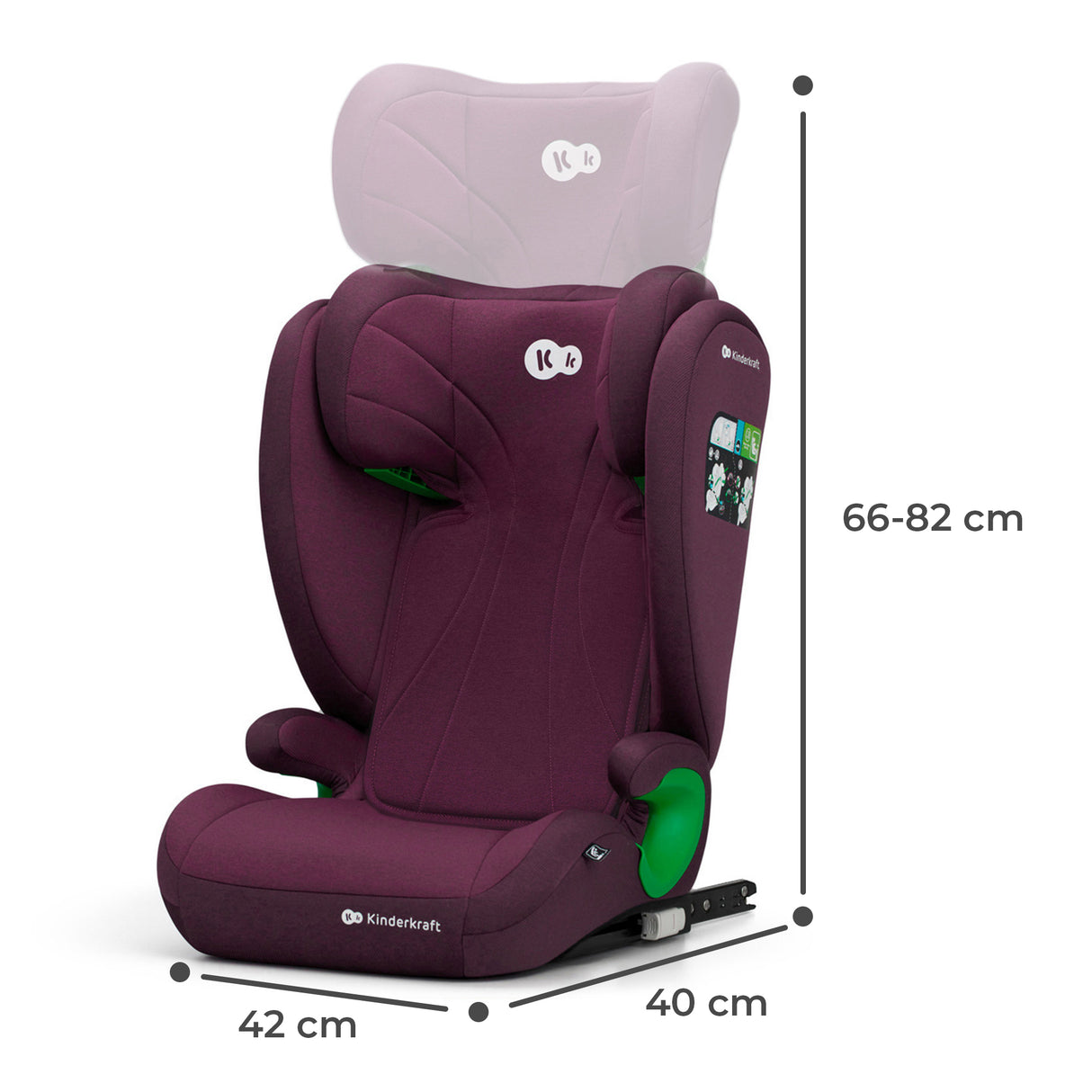 SCAUN AUTO KINDERKRAFT JUNIOR FIX2, I-SIZE 100-150 CM, CHERRY RED