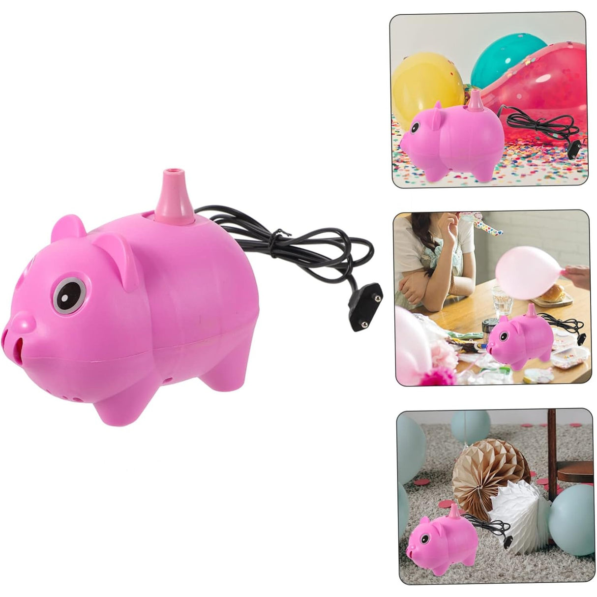 Pompa Electrica Pentru Umflat Baloane, 380 W, din Plastic, Model Porc, Roz