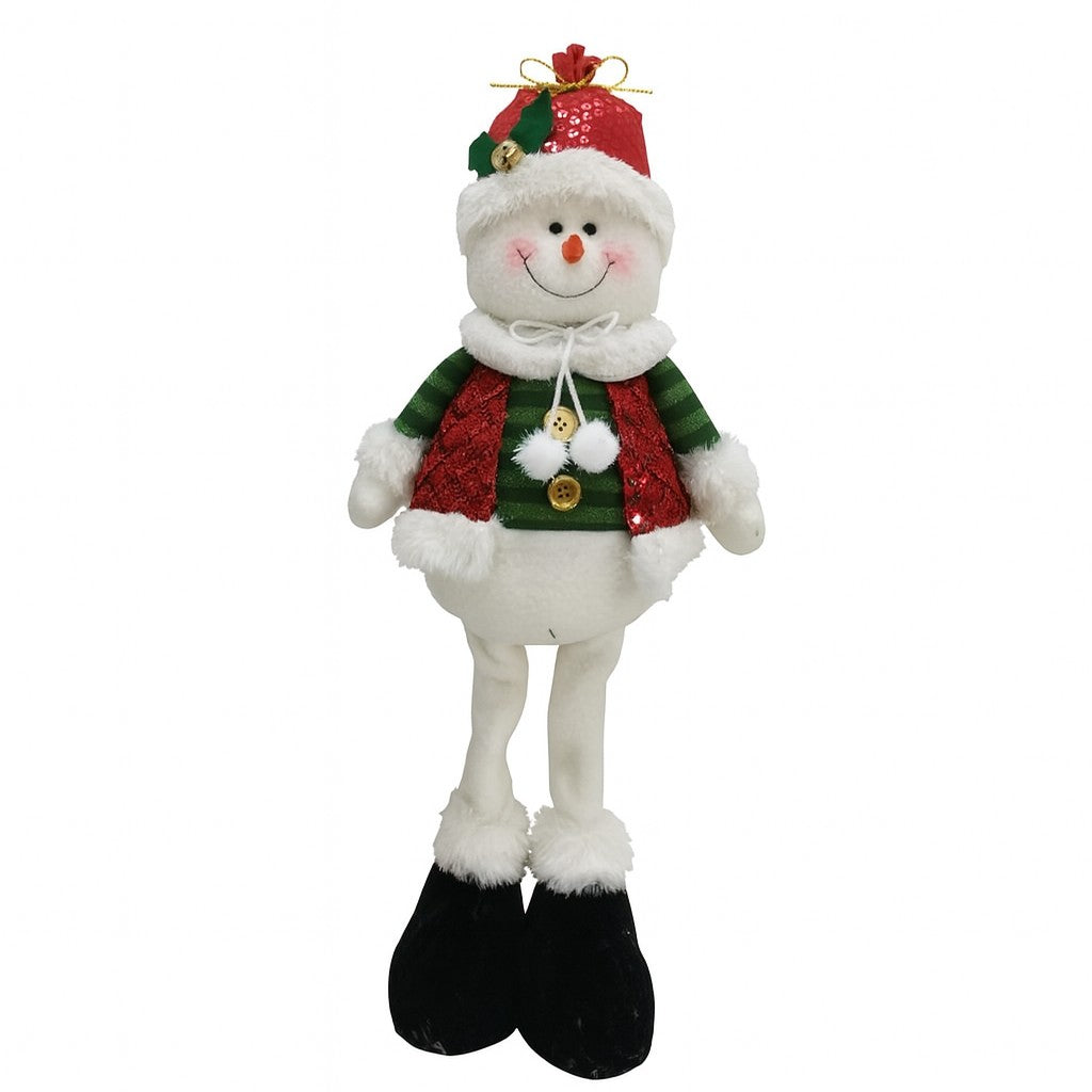 Figurina de Craciun Om de Zapada Textil, Flippy, Om de Zapada pentru Decoratiuni de Craciun, din Material Textil Moale 48 x 18 x 8 cm, Rosu Verde - vivimall.ro