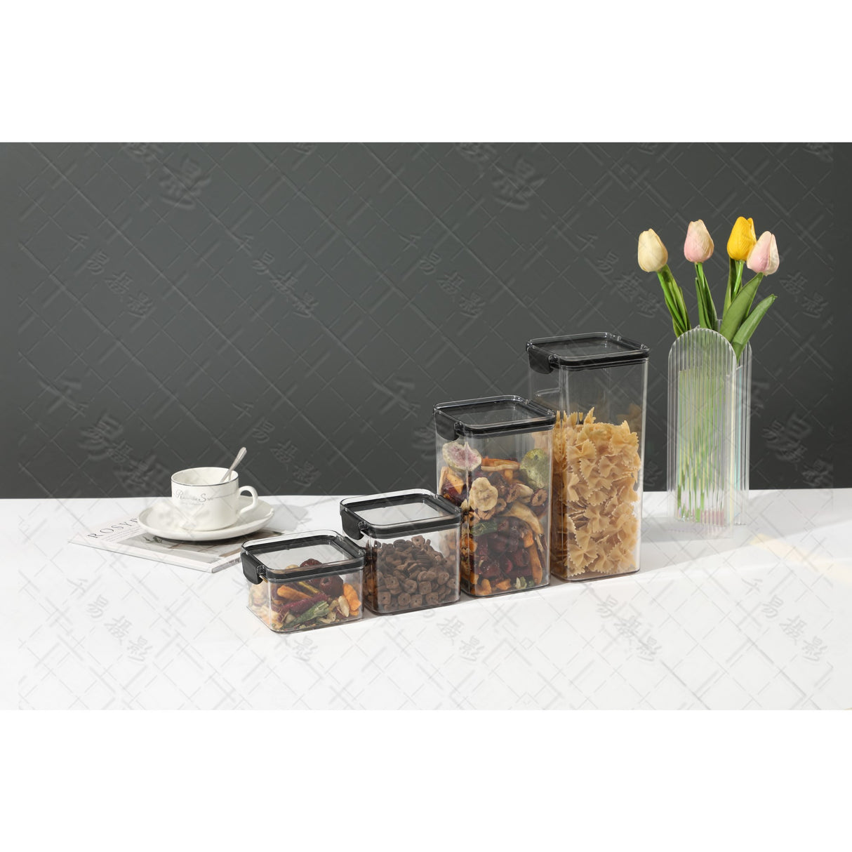 Recipient Din Plastic, Pentru Alimente/Obiecte, Inchidere Ermetica, 10.2 X 24.2 Cm, 1800 Ml, Transparent - vivimall.ro