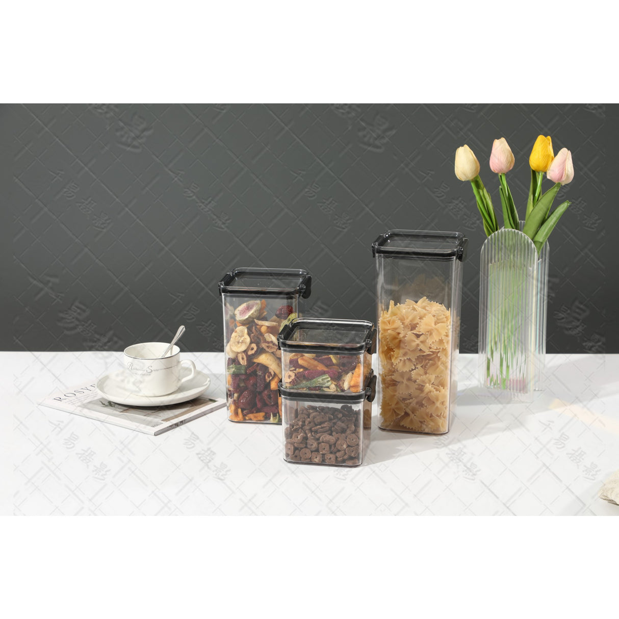 Recipient Din Plastic, Pentru Alimente/Obiecte, Inchidere Ermetica, 10.2 X 24.2 Cm, 1800 Ml, Transparent - vivimall.ro