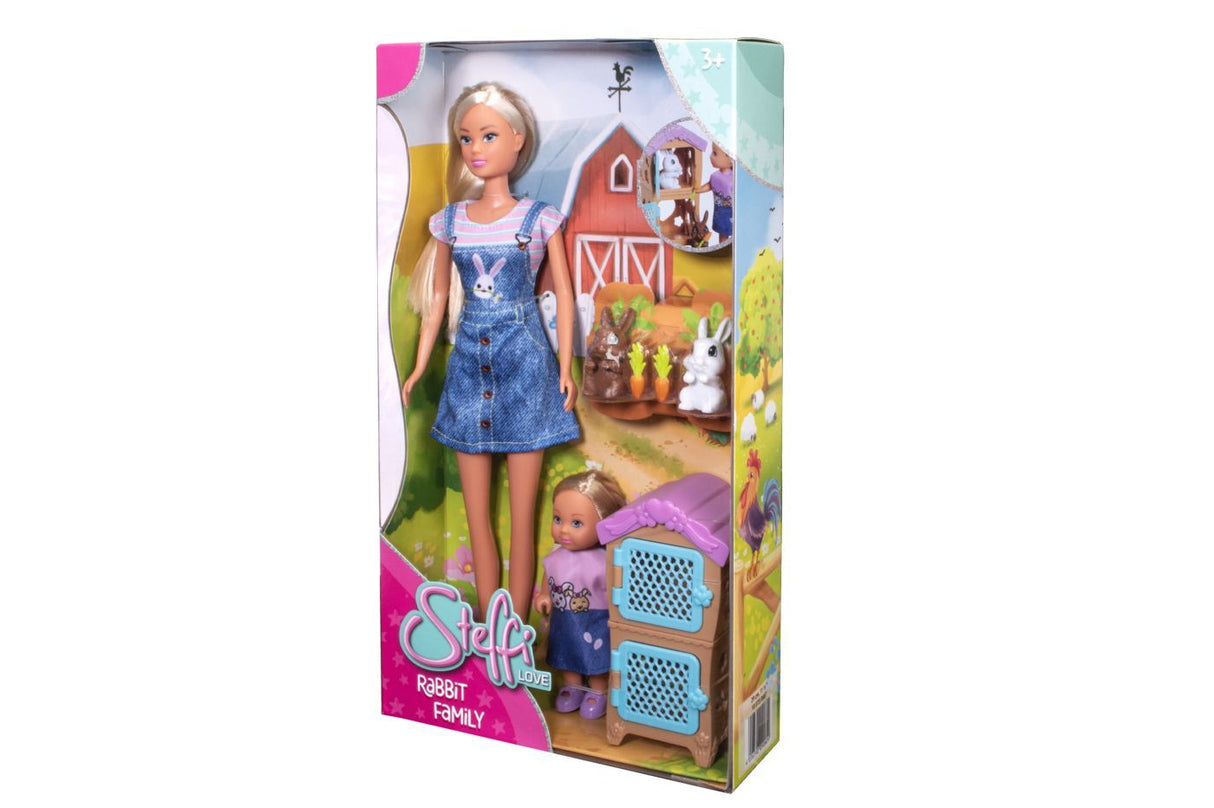 STEFFI LOVE SET FAMILIA IEPURASILOR CU 2 PAPUSI SI ACCESORII
