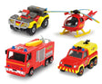 POMPIERUL SAM SET 4 VEHICULE DIN METAL CU ELICOPTER SCARA 1:64