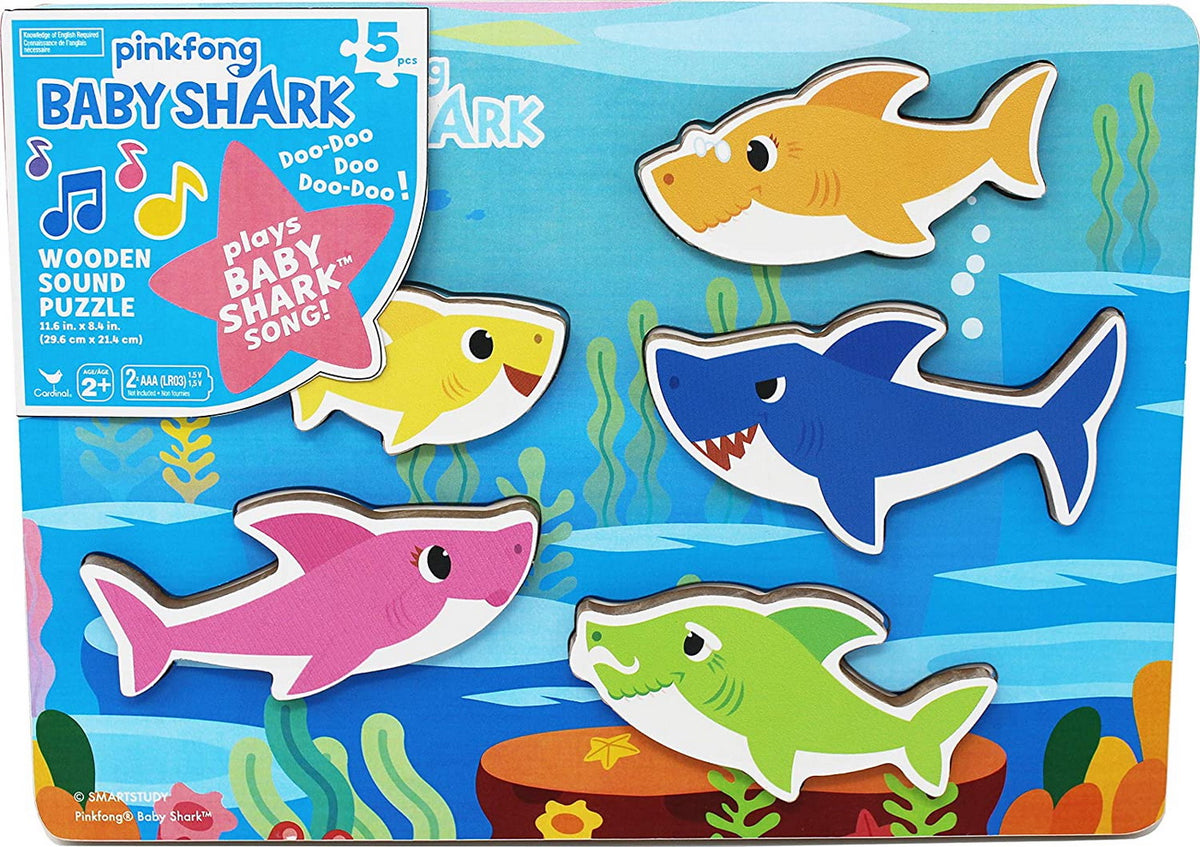 BABY SHARK PUZZLE DIN LEMN MUZICAL 5 PIESE