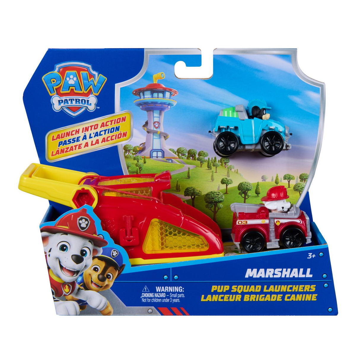 PATRULA CATELUSILOR SET FIGURINA MARSHALL  SI VEHICUL CU LANSATOR