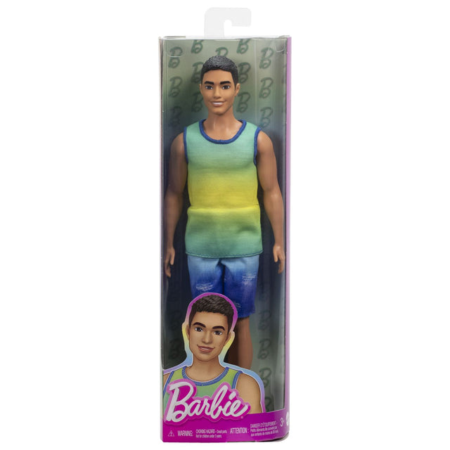 BARBIE PAPUSA BAIAT FASHIONISTAS BRUNET CU MAIOU OMBRE SI PANTALONI SCURTI DE BLUGI