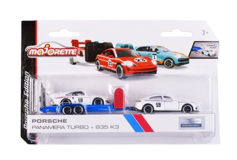 MAJORETTE SET 2 MASINUTE SI REMORCA PORSCHE PANAMERA SCARA 1:64