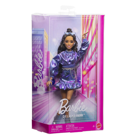 BARBIE DELUXE STYLE PAPUSA BARBIE ROCHIE ALBASTRU METALIZAT