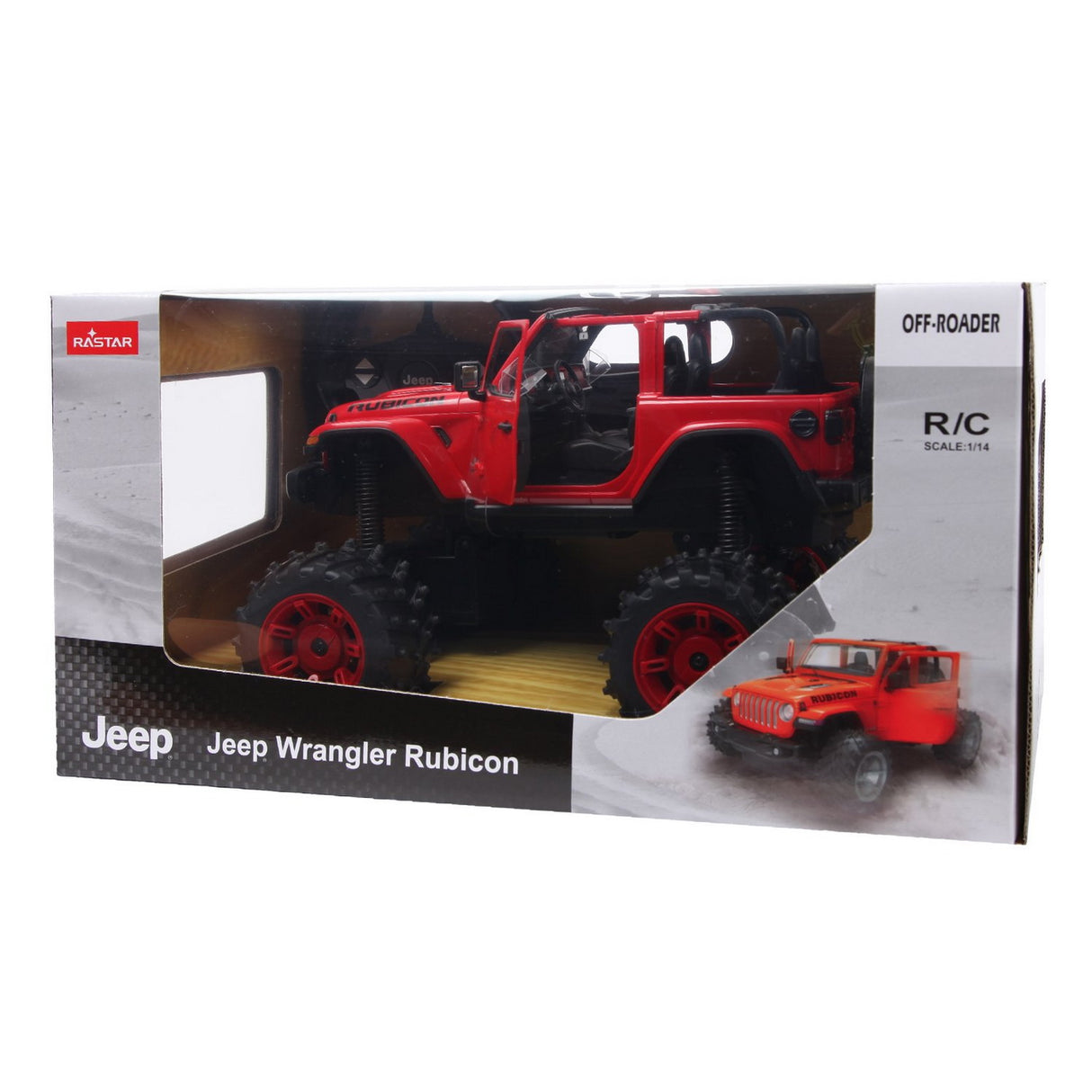 MASINA CU TELECOMANDA JEEP WRANGLER JL ROSU CU SCARA 1 LA 14