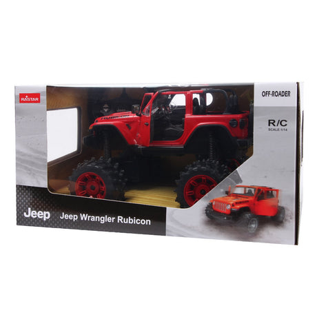 MASINA CU TELECOMANDA JEEP WRANGLER JL ROSU CU SCARA 1 LA 14