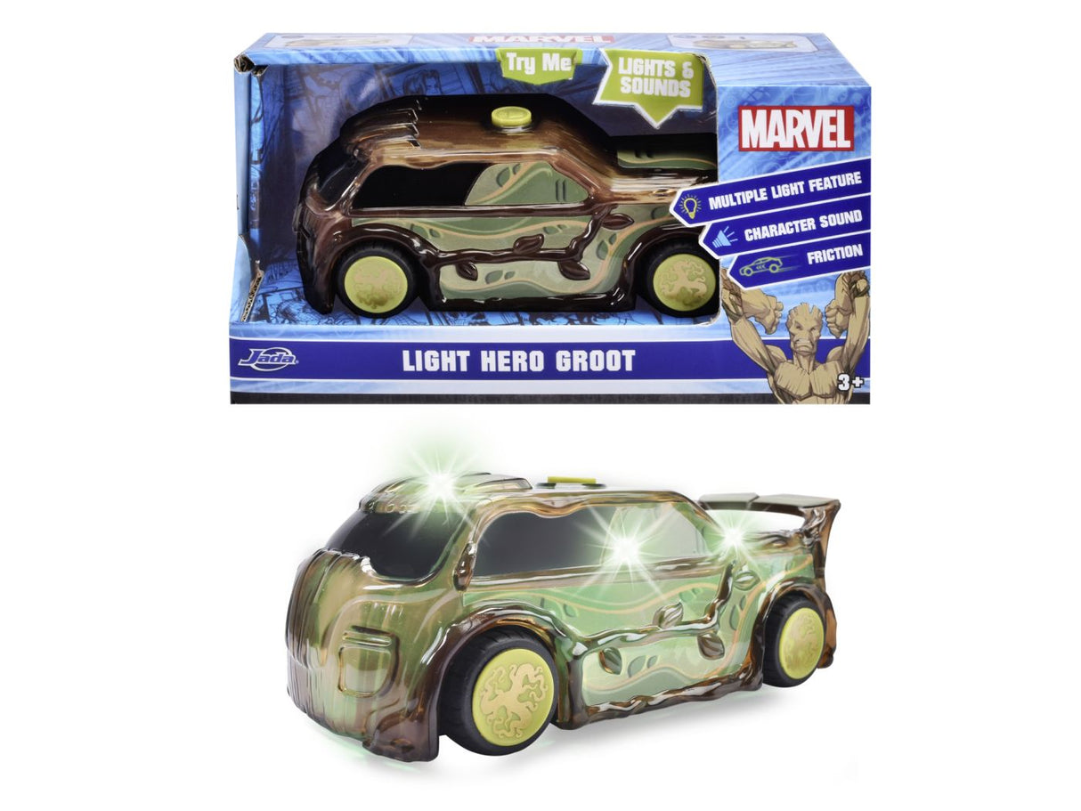 JADA MARVEL MASINUTA LIGHT HERO GROOT CU SUNETE SI LUMINI SCARA 1:32