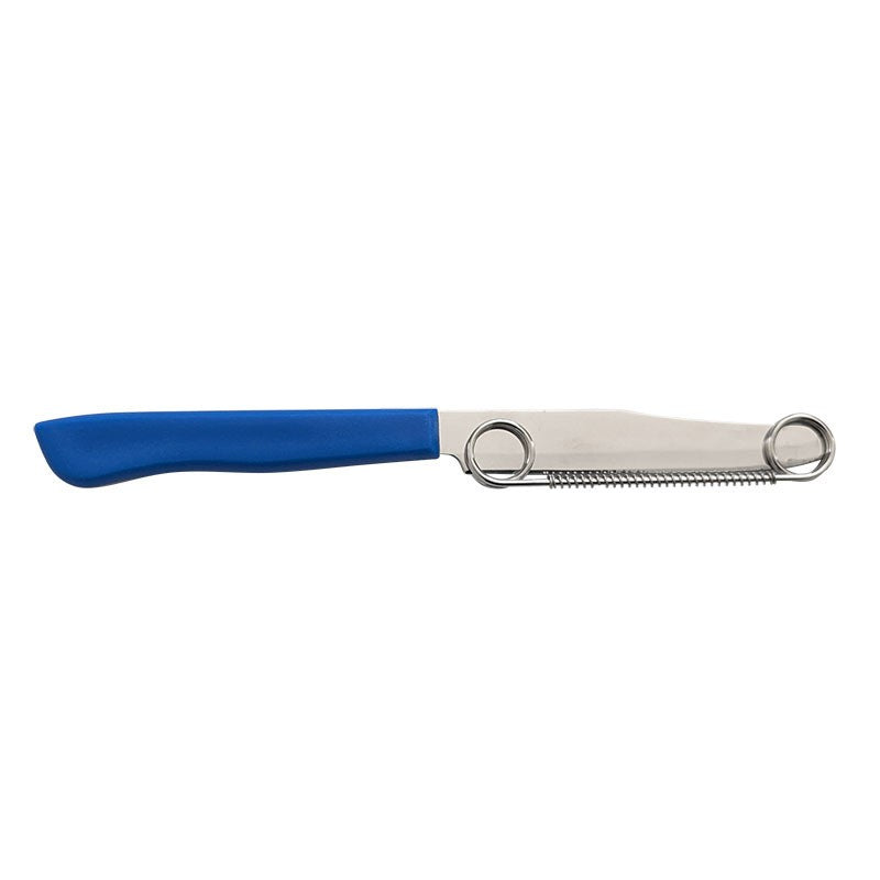 Cutit 2in1, Vivimall, Feliere/Curatare, Grosime Feliere Reglabila, 22 cm, din Otel Inoxidabil, Albastru - vivimall.ro