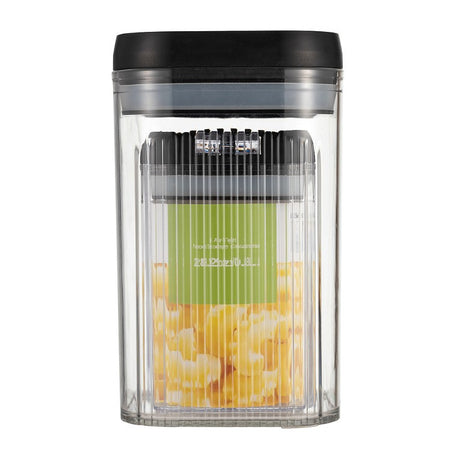 Cutii De Depozitare Alimente, Set Din 2 Cutii De Tip Container De 0.8 Si 1.3 L, Recipiente Pentru Cereale In Bucatarie, Transparente Cu Capac Negru - vivimall.ro