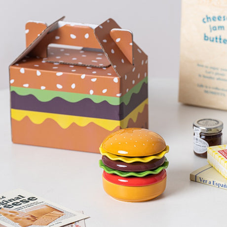 Set Farfurii Ceramice sub Forma de Burger, din Ceramica, pentru Sosuri si Gustari, Mini Farfurii Stivuibile, Multicolor - vivimall.ro