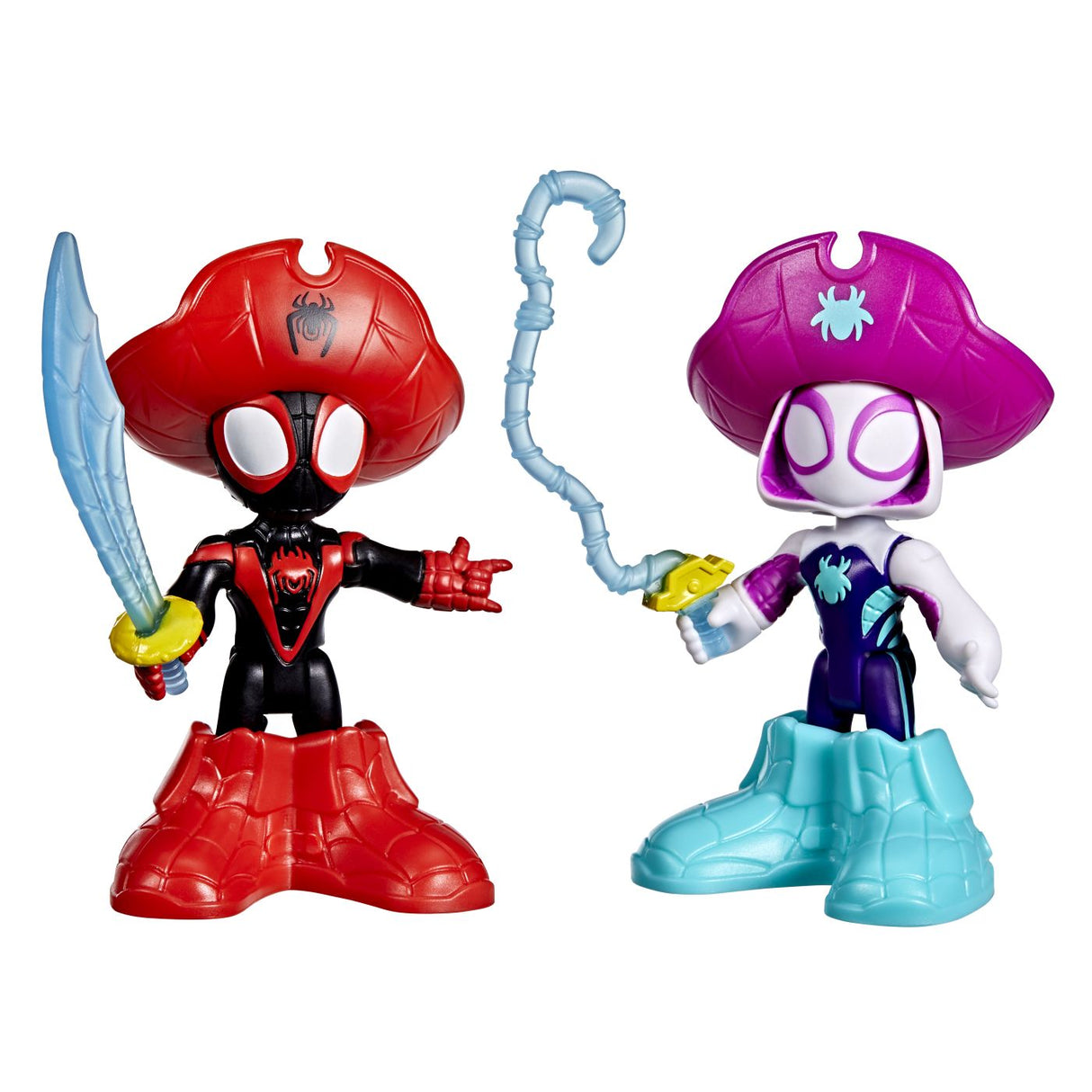 SPIDEY SI PRIETENII LUI UIMITORI MARVEL WATER WEBS SET 2 FIGURINE GHOST SPIDER SI PIRATE SPIN CU ACCESORII