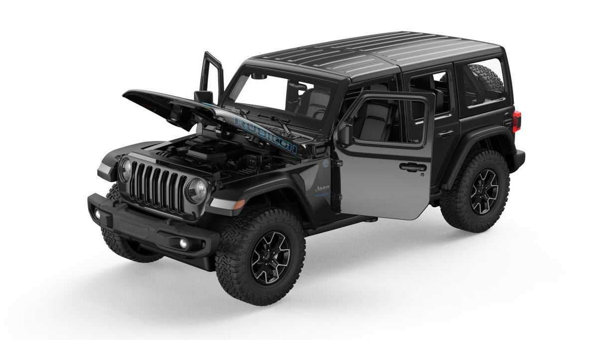 MASINUTA METALICA JEEP WRANGLER RUBICON 4XE NEGRU SCARA 1 LA 24