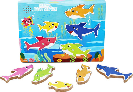 BABY SHARK PUZZLE DIN LEMN MUZICAL 5 PIESE