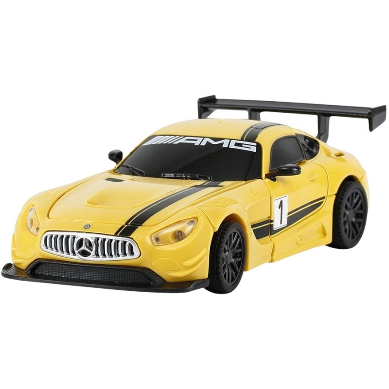 MASINUTA METALICA CONVERTIBILA MERCEDES BENZ GT3 GALBENA CU SCARA 1 LA 32