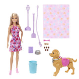 BARBIE FAMILY AND FRIENDS SET PAPUSA BARBIE MALIBU PLIMBARE CU CATELUL