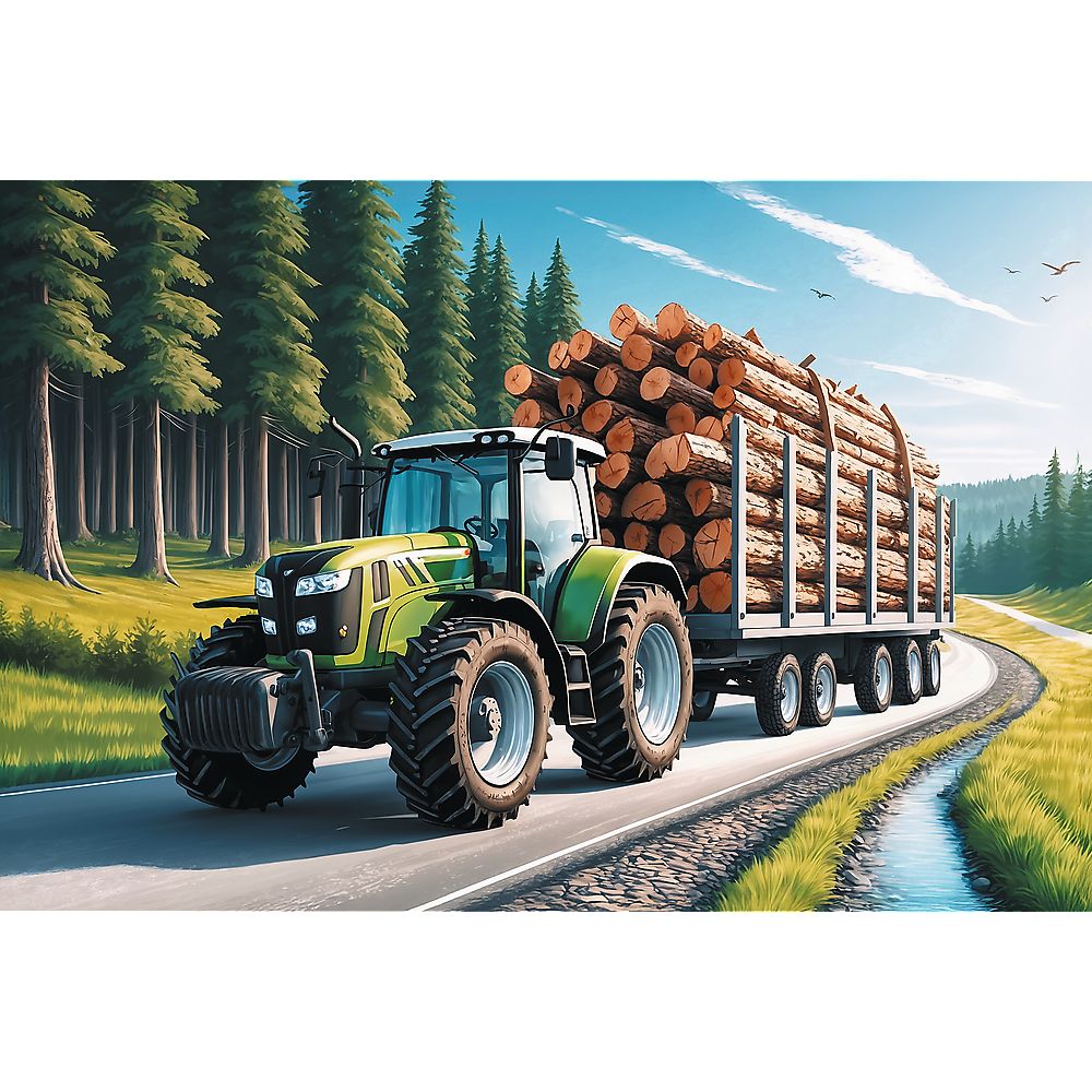 PUZZLE TREFL 100 TRACTOR FORESTIER CU LEMNE