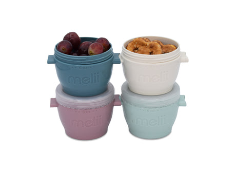 SET 4 RECIPIENTE SILICON SNAP&GO, MELII LUXE, 4*177 ML