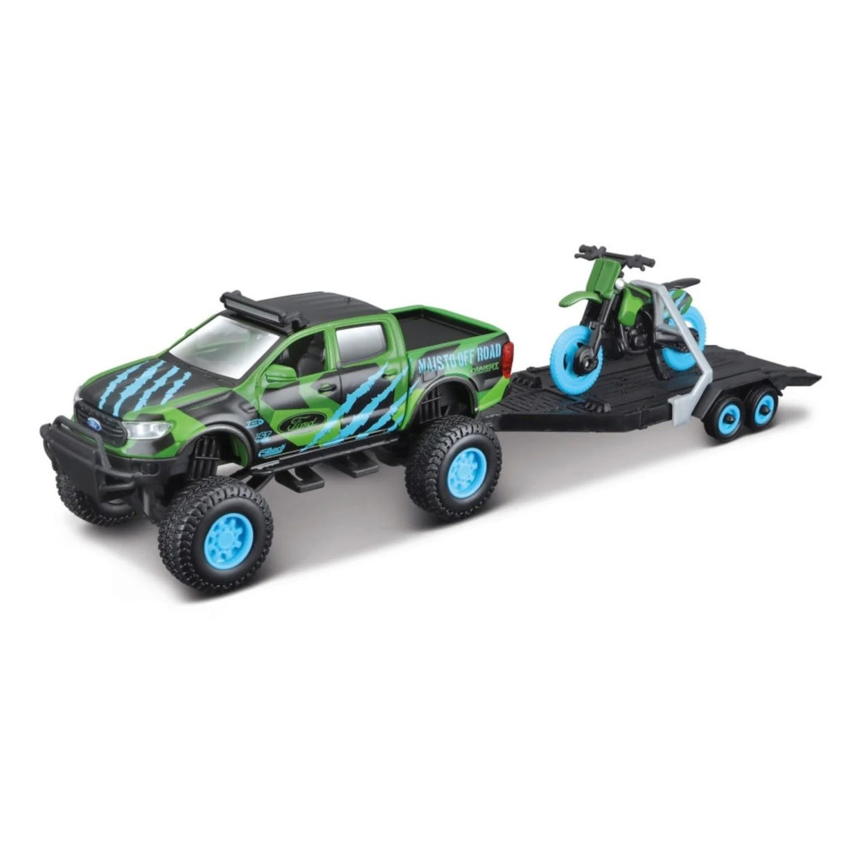 MAISTO MASINUTA METALICA 4X4 REBELS RUGGED ADVENTURES CU REMORCA VERDE