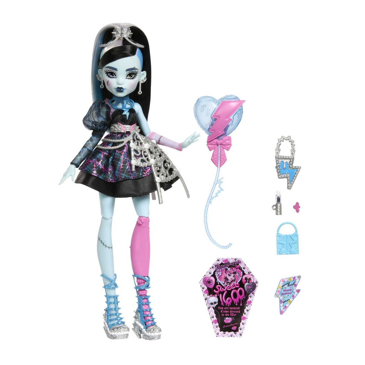 MONSTER HIGH ZIUA DE NASTERE DULCE SI INFRICOSATOARE PAPUSA FRANKIESTEIN CU ACCESORII