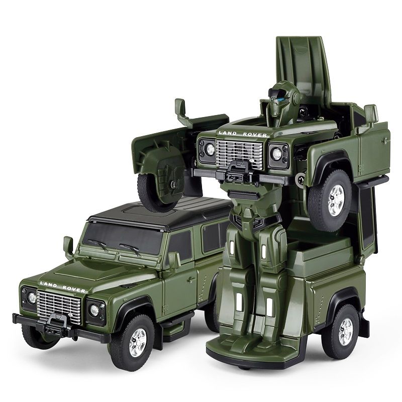 MASINUTA METALICA CONVERTIBILA LAND ROVER DEFENDER VERDE CU SCARA 1 LA 32