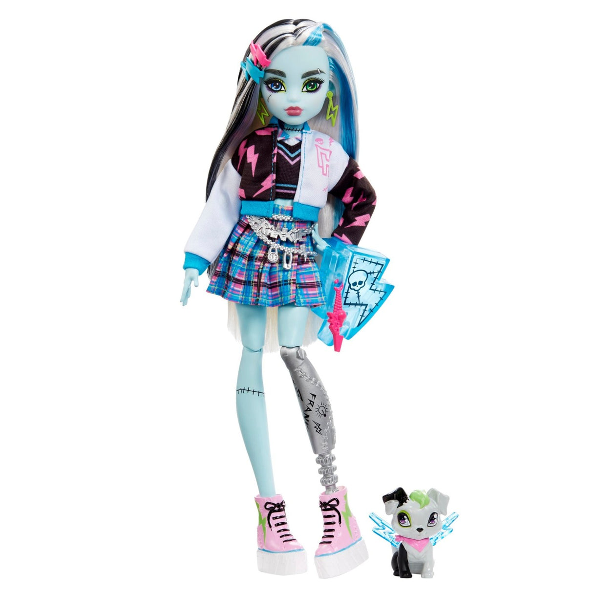 MONSTER HIGH PAPUSA FRANKIE STEIN CU ANIMALUT SI ACCESORII
