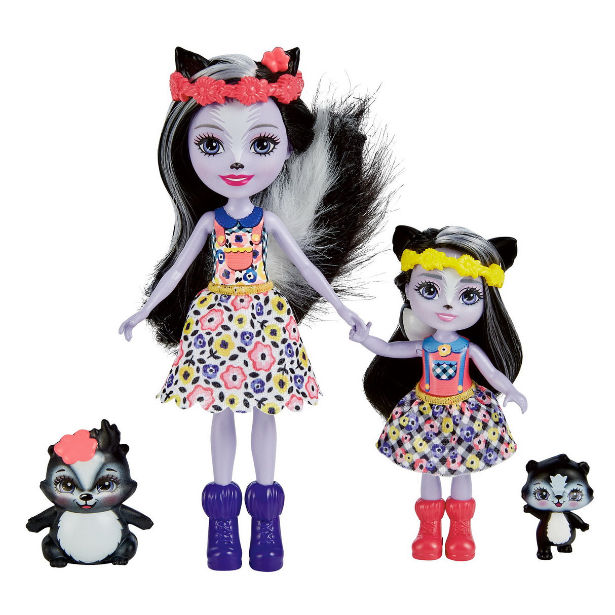 ENCHANTIMALS SET PAPUSI SURORI SI ANIMALUTELE LOR SAGE SKUNK SI CAPER SI SABELLA SKUNK SI STRIPER