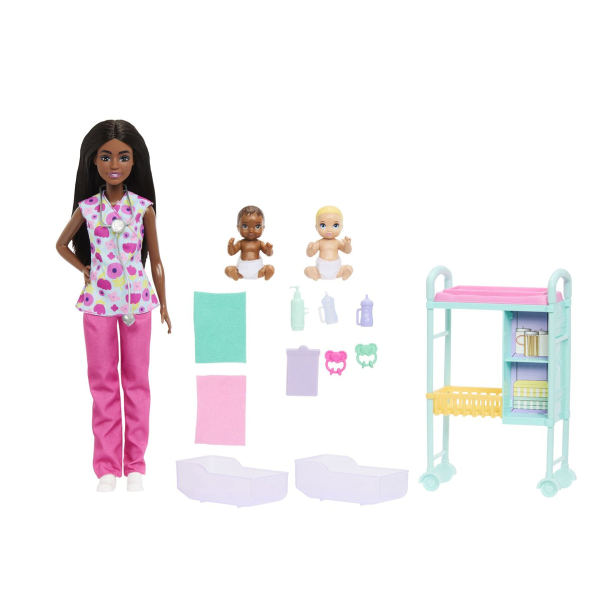 BARBIE SET DE JOACA PAPUSA BARBIE BRUNETA FACE CARIERA MEDIC PEDIATRU