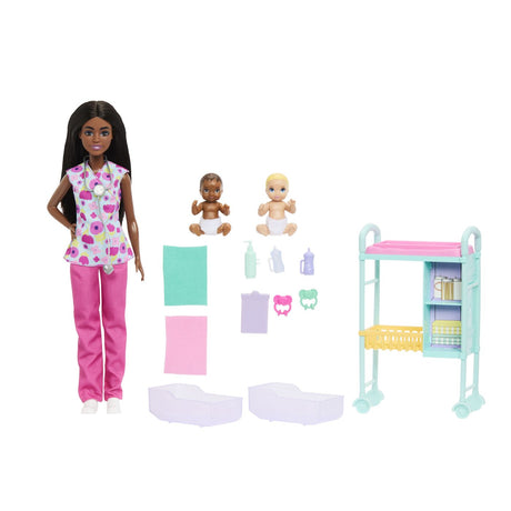 BARBIE SET DE JOACA PAPUSA BARBIE BRUNETA FACE CARIERA MEDIC PEDIATRU