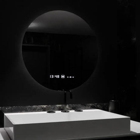 Oglinda Led Rotunda, 70Cm, Serenite Motionglow Marcello, Sistem Dezaburire, Ceas & Termometru - vivimall.ro